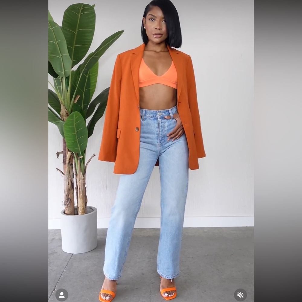 Zara straight cut buttoned blazer